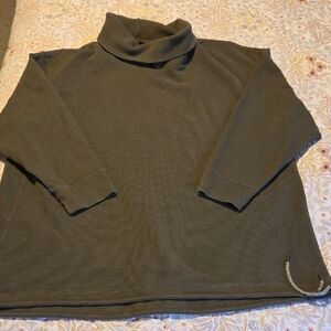 Lands' End Women's Forest Green Waffle Knit Turtleneck - 3x